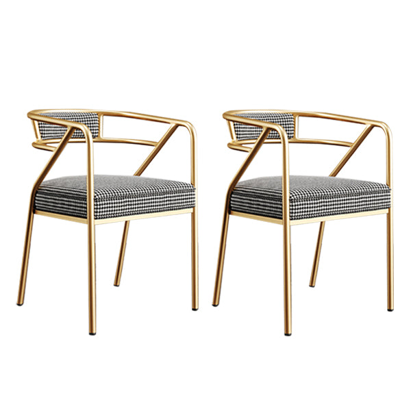 Glam Style Indoor Arm Chair Open Back 21.65" Wide Dining Chair