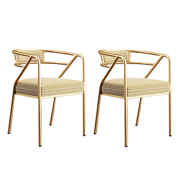 Glam Style Indoor Arm Chair Open Back 21.65" Wide Dining Chair