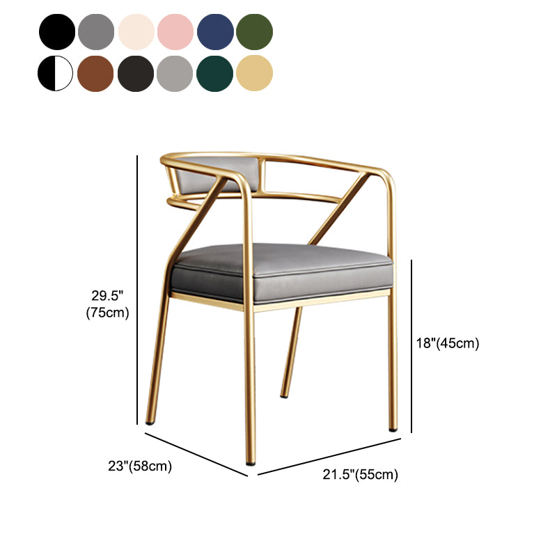 Glam Style Indoor Arm Chair Open Back 21.65" Wide Dining Chair