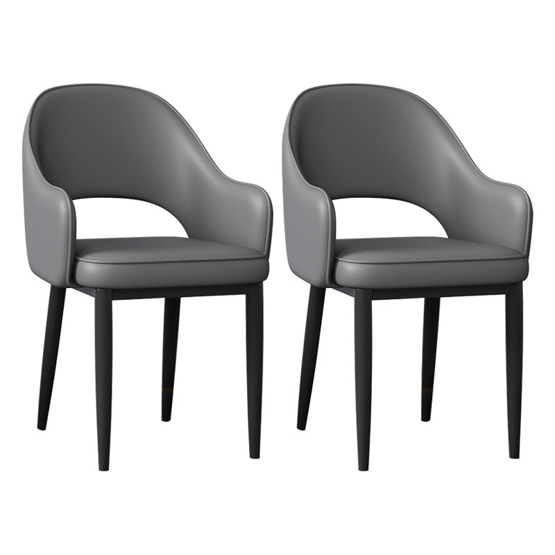 Glam Open Back Dining Arm Chair Leather Dining Chair for Kitchen