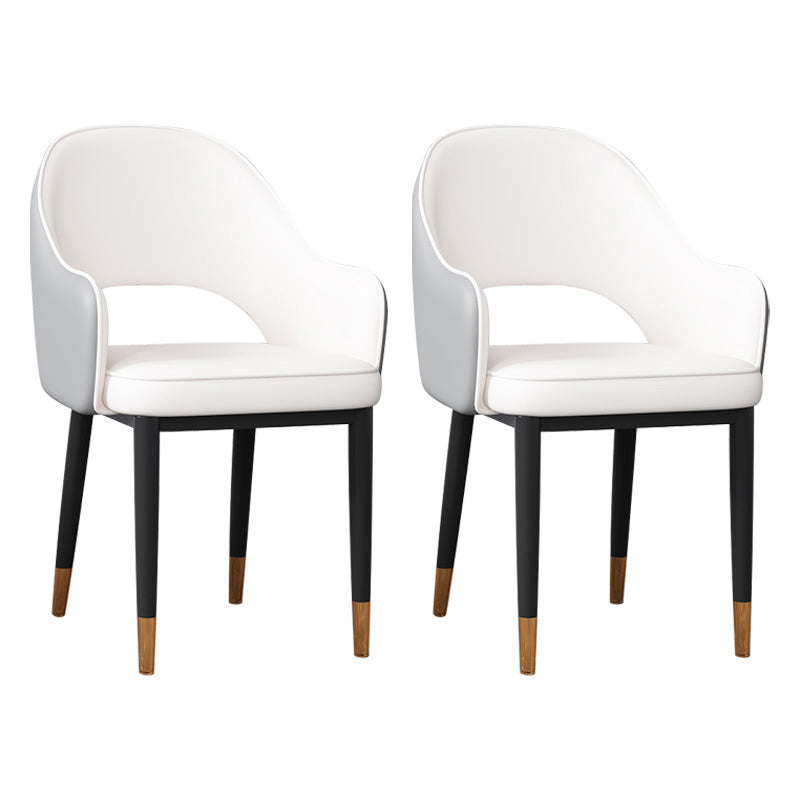 Glam Open Back Dining Arm Chair Leather Dining Chair for Kitchen