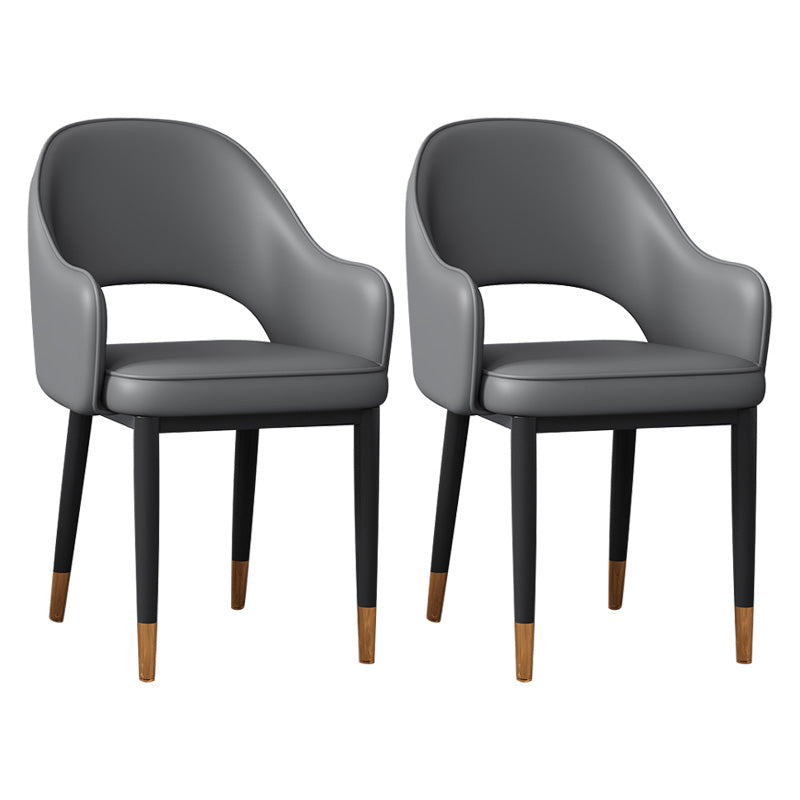 Glam Open Back Dining Arm Chair Leather Dining Chair for Kitchen
