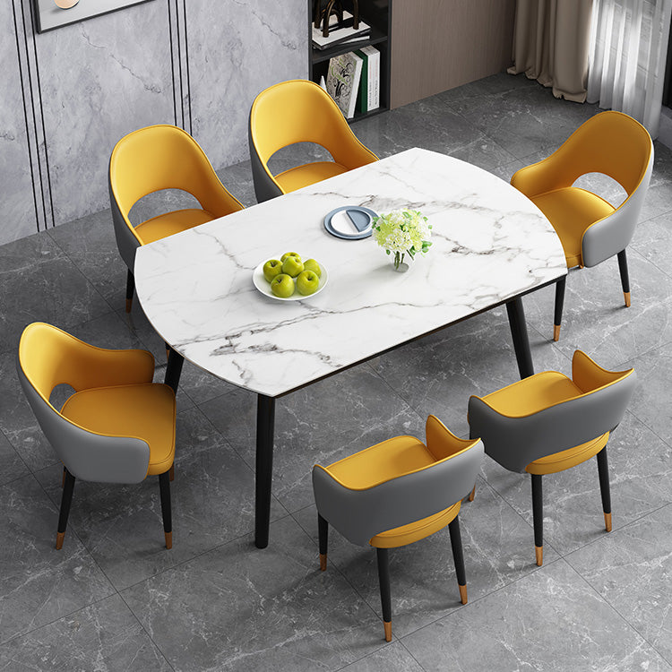 Glam Open Back Dining Arm Chair Leather Dining Chair for Kitchen