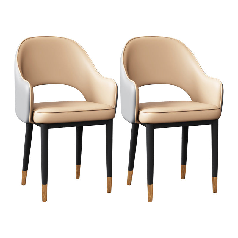 Glam Open Back Dining Arm Chair Leather Dining Chair for Kitchen