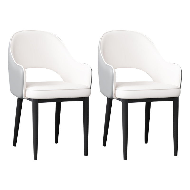 Glam Open Back Dining Arm Chair Leather Dining Chair for Kitchen