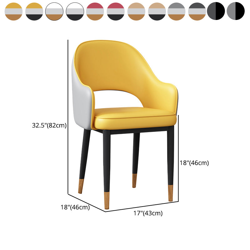 Glam Open Back Dining Arm Chair Leather Dining Chair for Kitchen