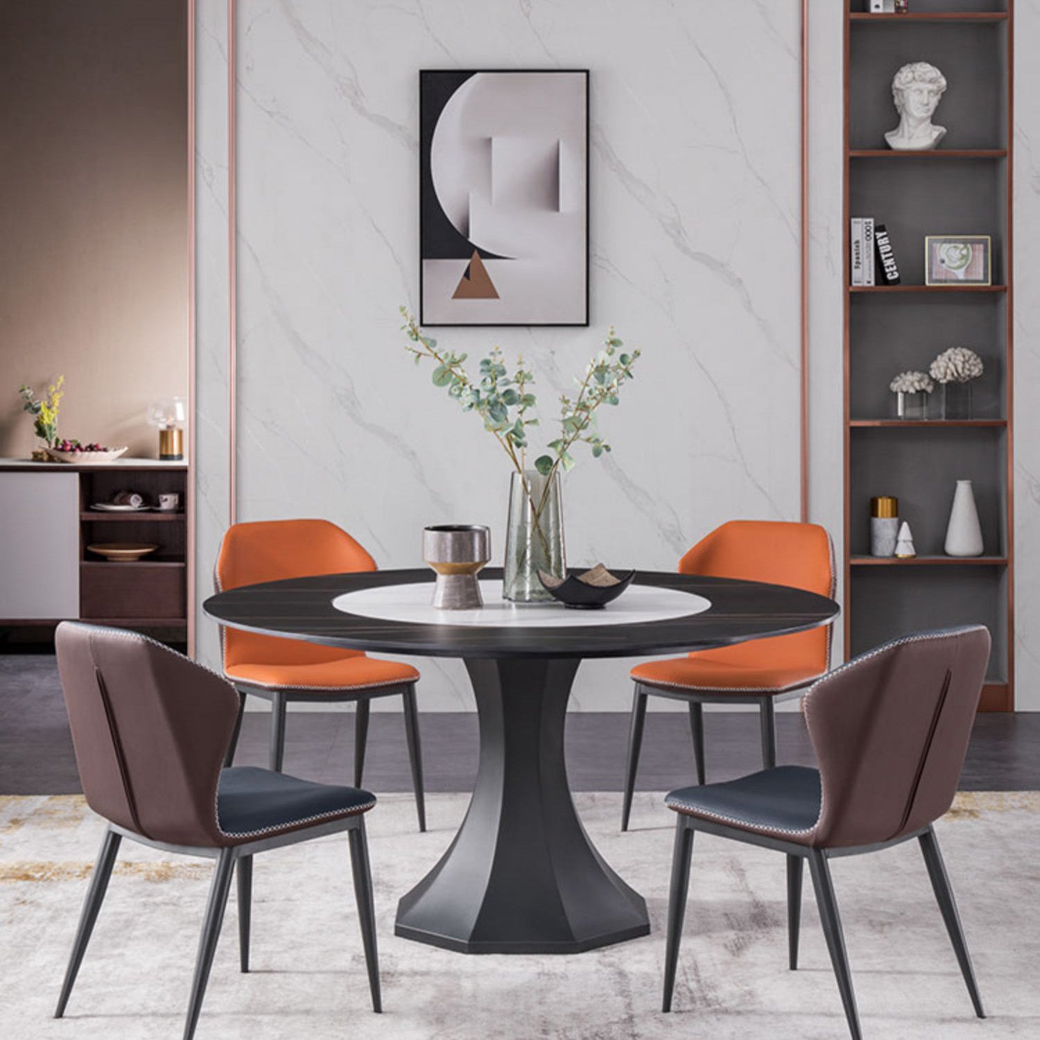 Modern Dining Chairs Faux Leather Side Chairs without Armrest for Dining Room