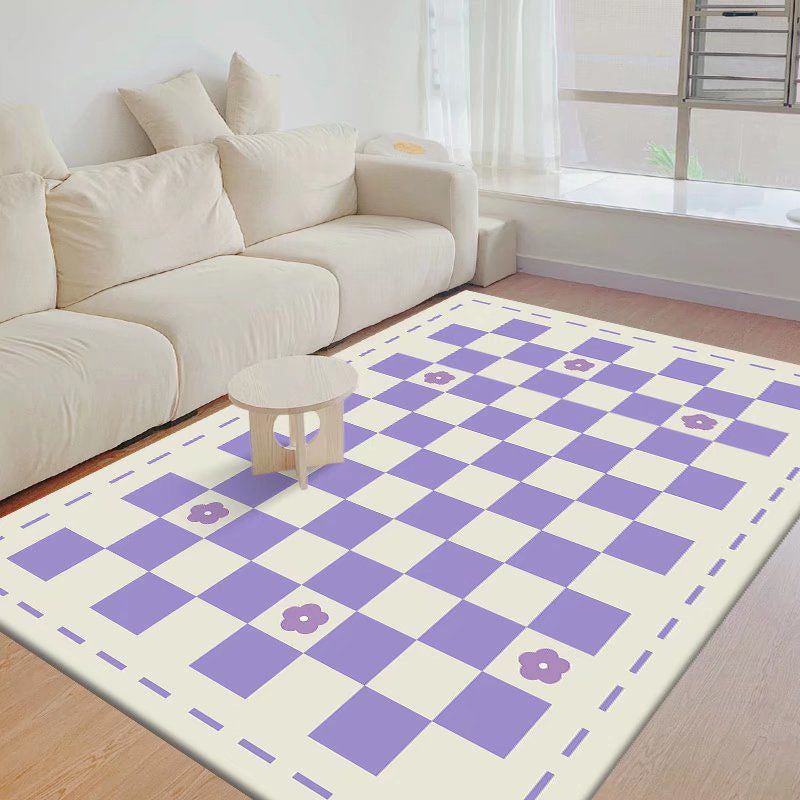 lattice Anti-Slip Backing Rug Rectangle Colorful Soft Loom Rug for Bedroom