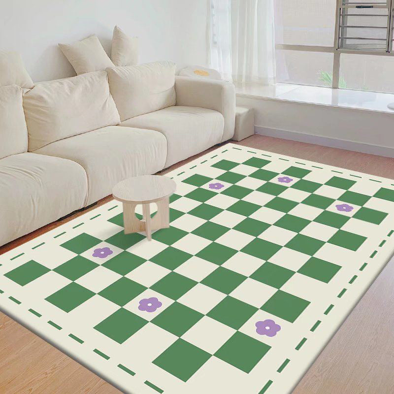 lattice Anti-Slip Backing Rug Rectangle Colorful Soft Loom Rug for Bedroom