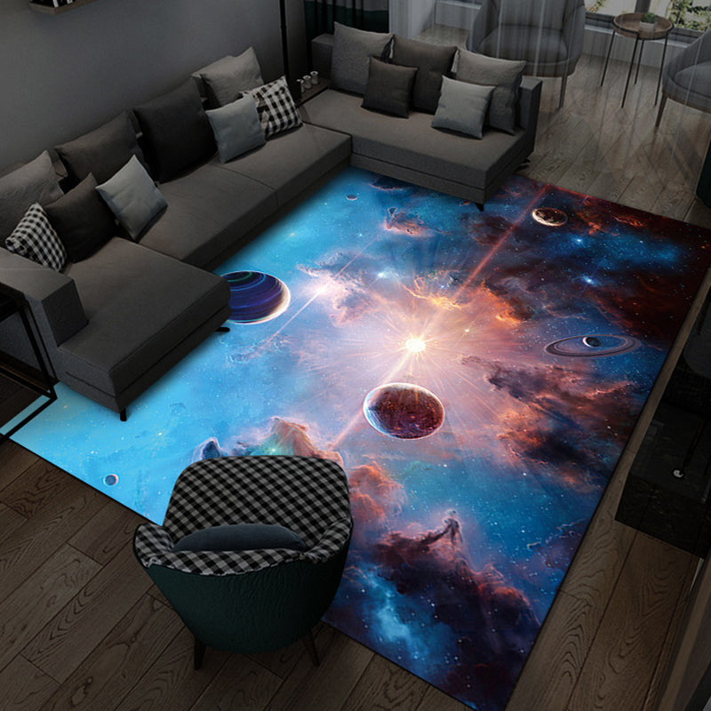 Modern Style Space Rug Living Room Carpet Polyester Washable Area Rug