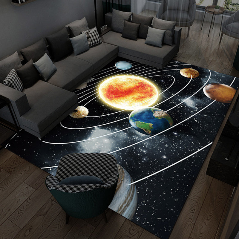 Modern Style Space Rug Living Room Carpet Polyester Washable Area Rug