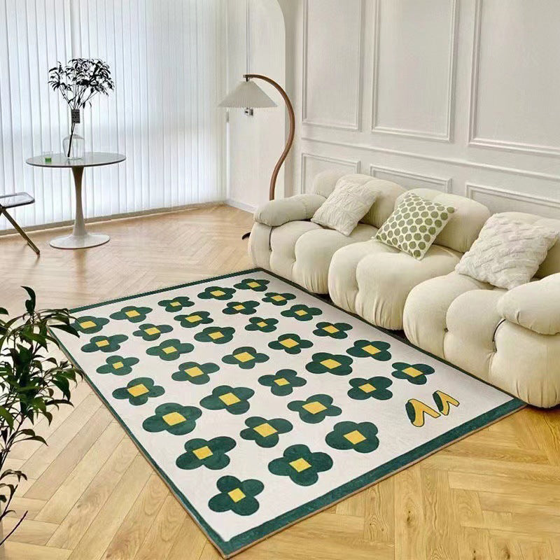 Modern Style Flowers Pattern Rug Rectangle Stain Resistant Rug for Home Decor