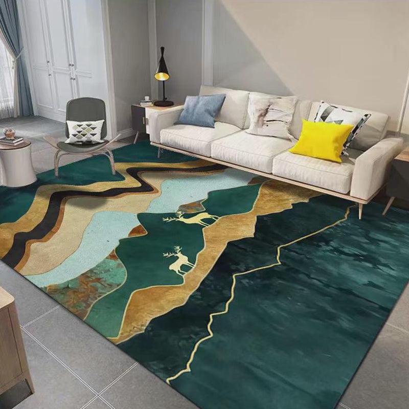 Abstract Watercolor Rug Rectangle Stain Resistant Rug for Home Decor