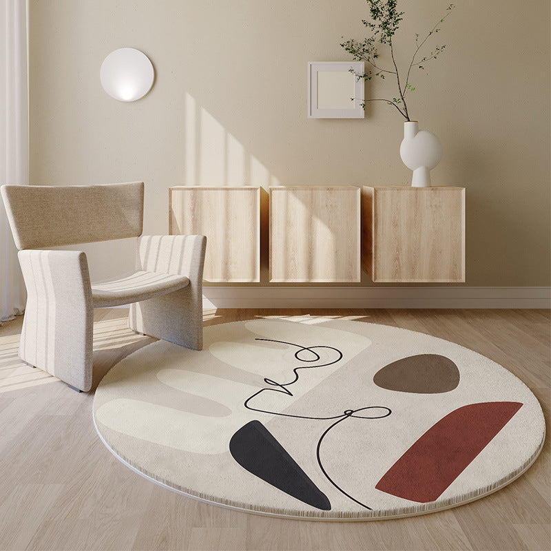Modern Carpet Floral Print Round Area Rug Stain Resistant Living Room Easy-care Rug