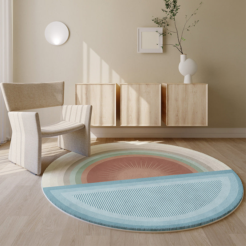 Modern Carpet Floral Print Round Area Rug Stain Resistant Living Room Easy-care Rug