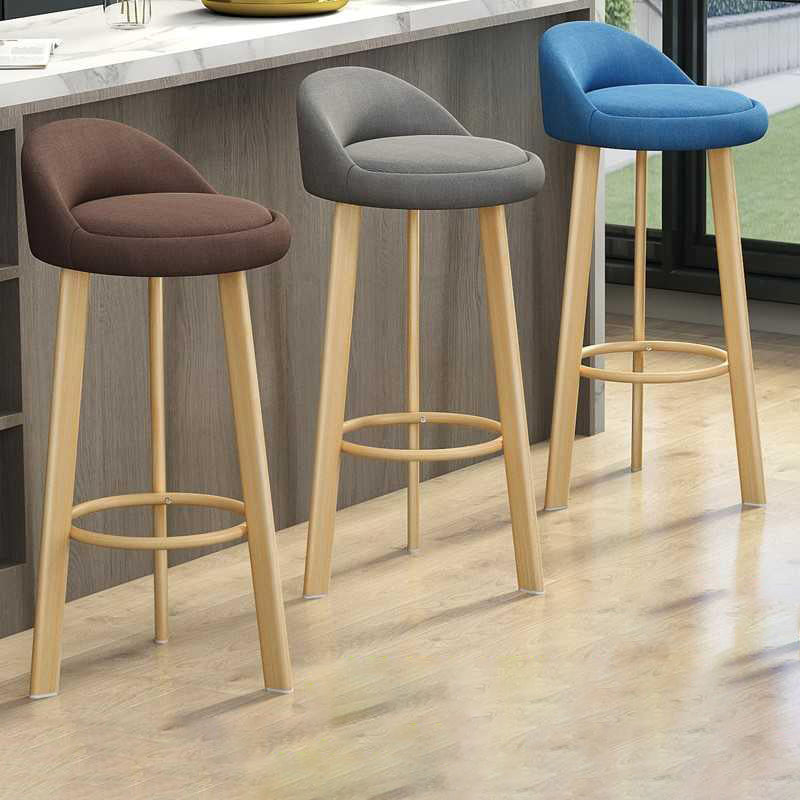 Modern Armless Backrest Counter Stool Steel Cafe Bar Stool with Cushion and Pedal