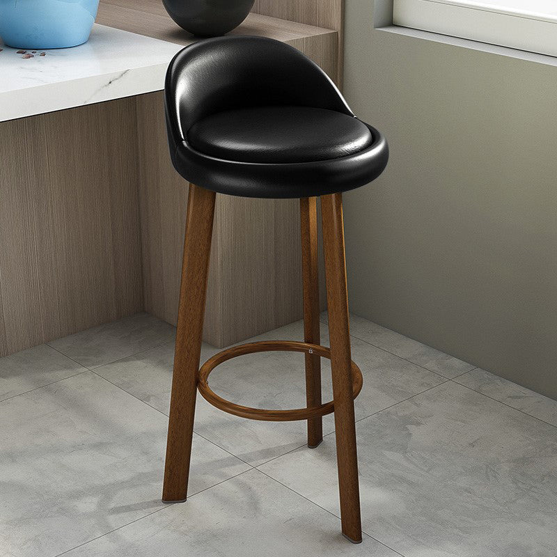 Modern Armless Backrest Counter Stool Steel Cafe Bar Stool with Cushion and Pedal