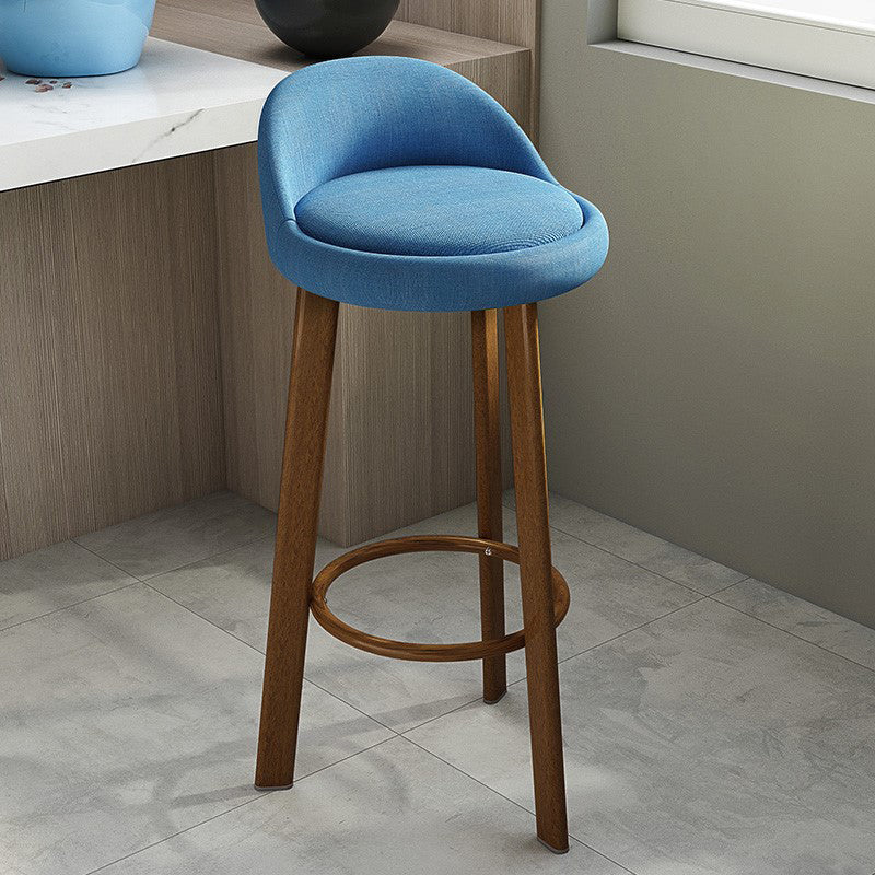Modern Armless Backrest Counter Stool Steel Cafe Bar Stool with Cushion and Pedal