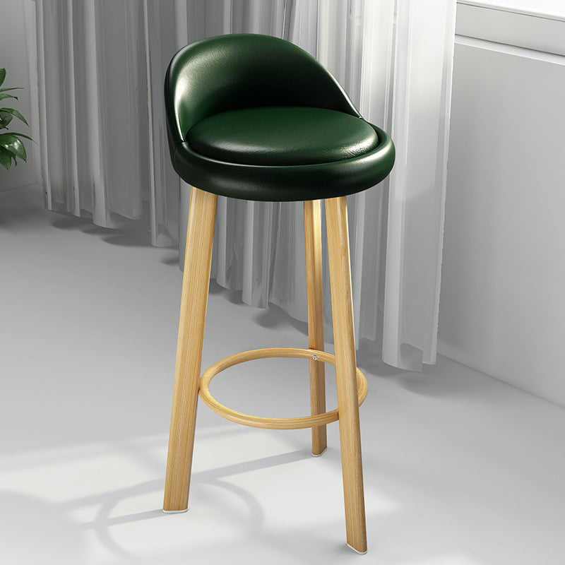 Modern Armless Backrest Counter Stool Steel Cafe Bar Stool with Cushion and Pedal