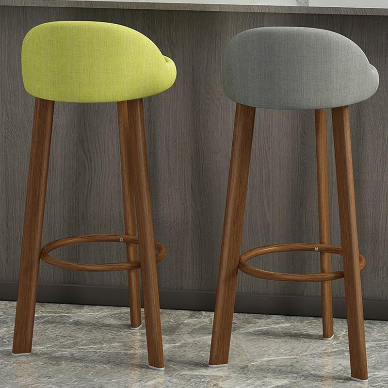 Modern Armless Backrest Counter Stool Steel Cafe Bar Stool with Cushion and Pedal