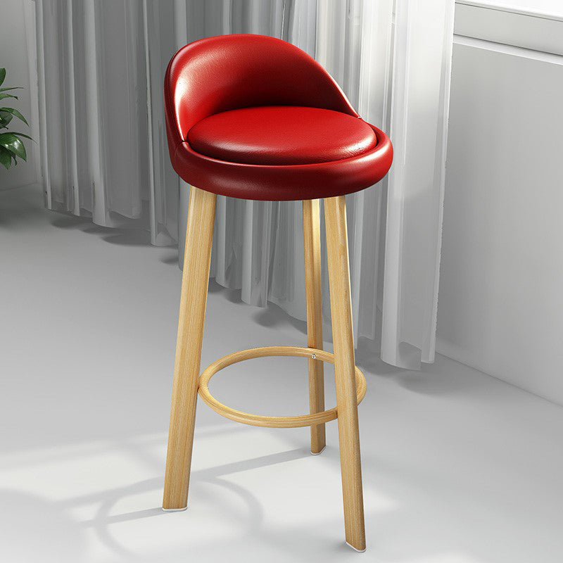 Modern Armless Backrest Counter Stool Steel Cafe Bar Stool with Cushion and Pedal