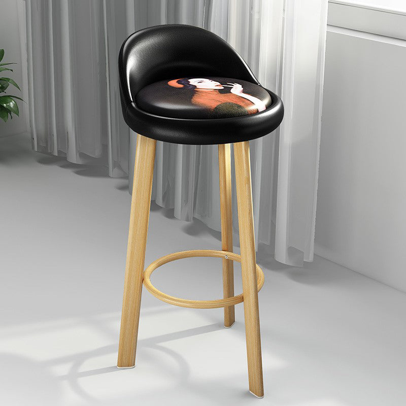 Modern Armless Backrest Counter Stool Steel Cafe Bar Stool with Cushion and Pedal