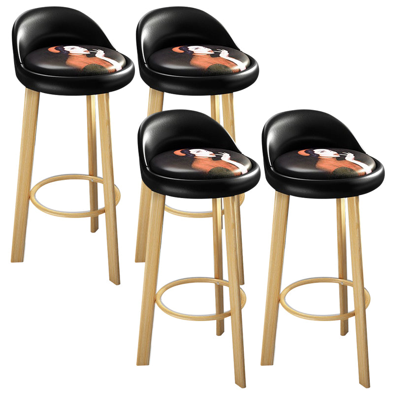 Modern Armless Backrest Counter Stool Steel Cafe Bar Stool with Cushion and Pedal