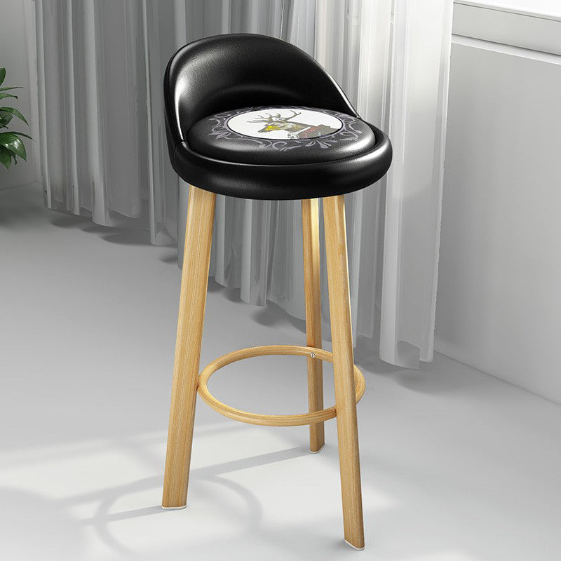 Modern Armless Backrest Counter Stool Steel Cafe Bar Stool with Cushion and Pedal