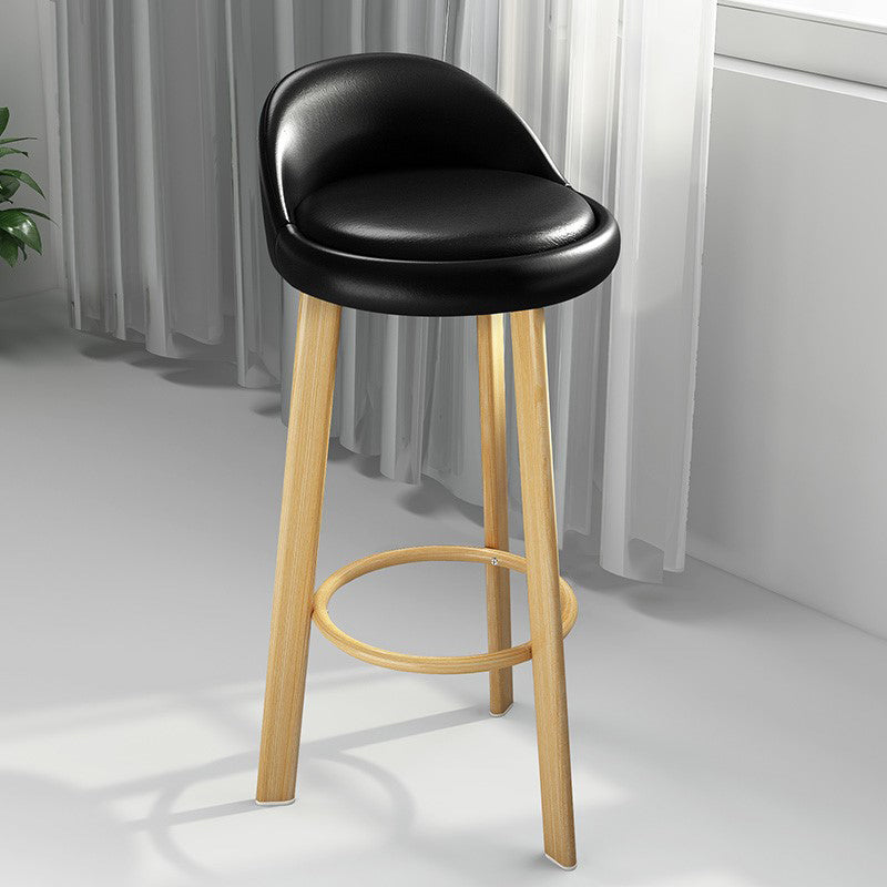 Modern Armless Backrest Counter Stool Steel Cafe Bar Stool with Cushion and Pedal