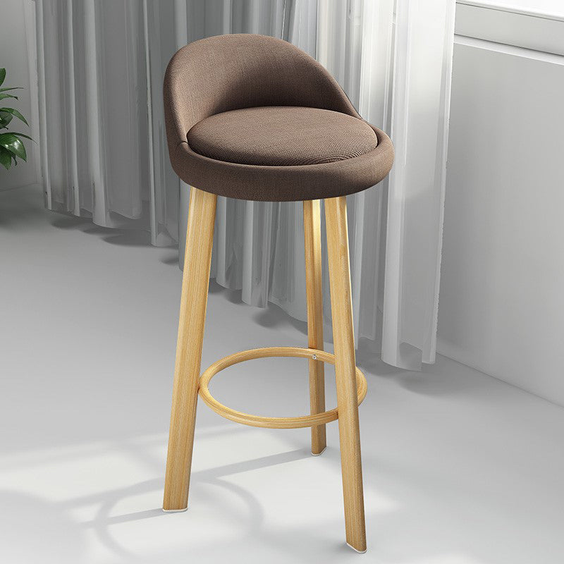 Modern Armless Backrest Counter Stool Steel Cafe Bar Stool with Cushion and Pedal
