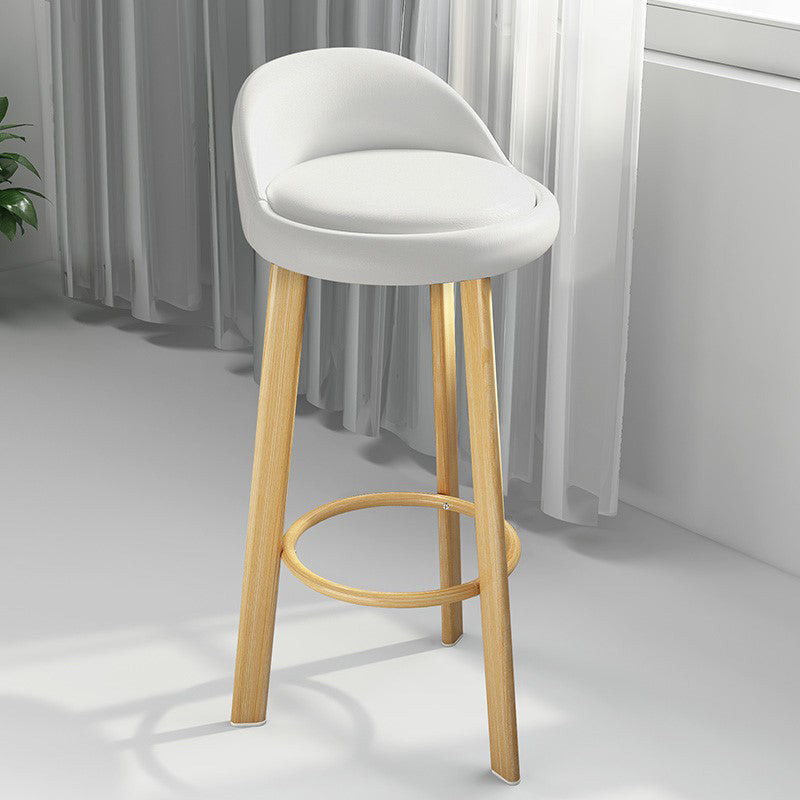 Modern Armless Backrest Counter Stool Steel Cafe Bar Stool with Cushion and Pedal