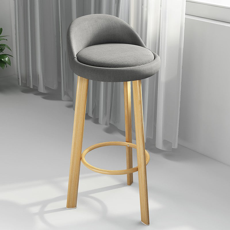 Modern Armless Backrest Counter Stool Steel Cafe Bar Stool with Cushion and Pedal