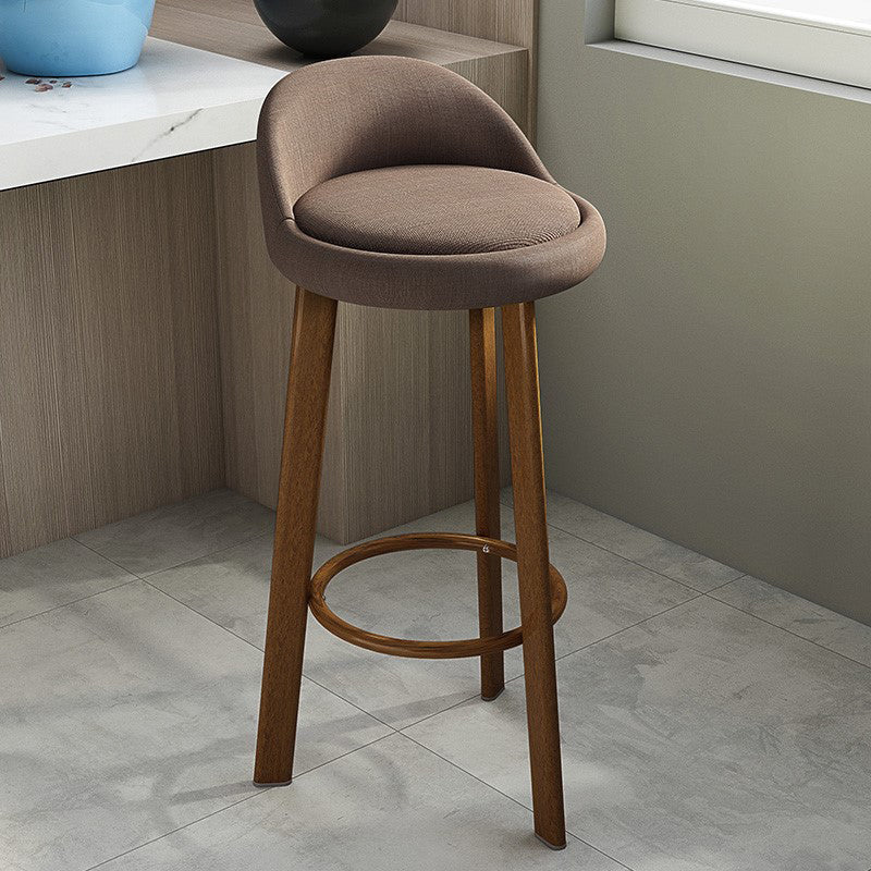 Modern Armless Backrest Counter Stool Steel Cafe Bar Stool with Cushion and Pedal