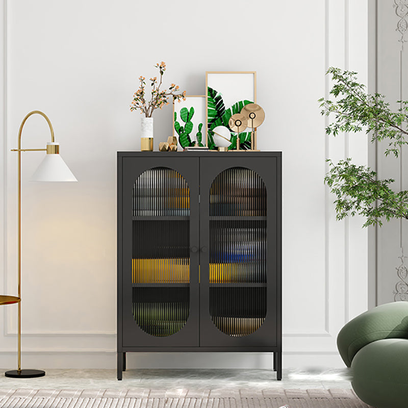 Steel Dining Room Sideboard Cabinet Modern Server Cabinet with Storage and Two Doors