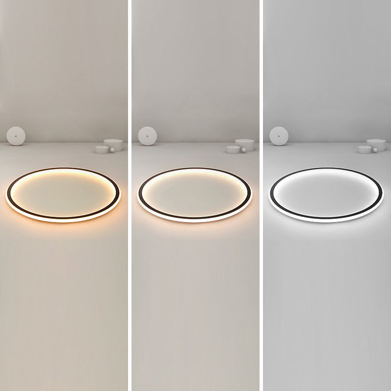 Metal Circle Flush Mount Fixture Simple Style LED Black Flush Mount Fixture