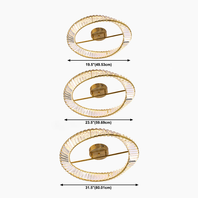 Contemporary Circular Flush Light Crystal 1 Light Flush Mount Ceiling Fixture in Gold