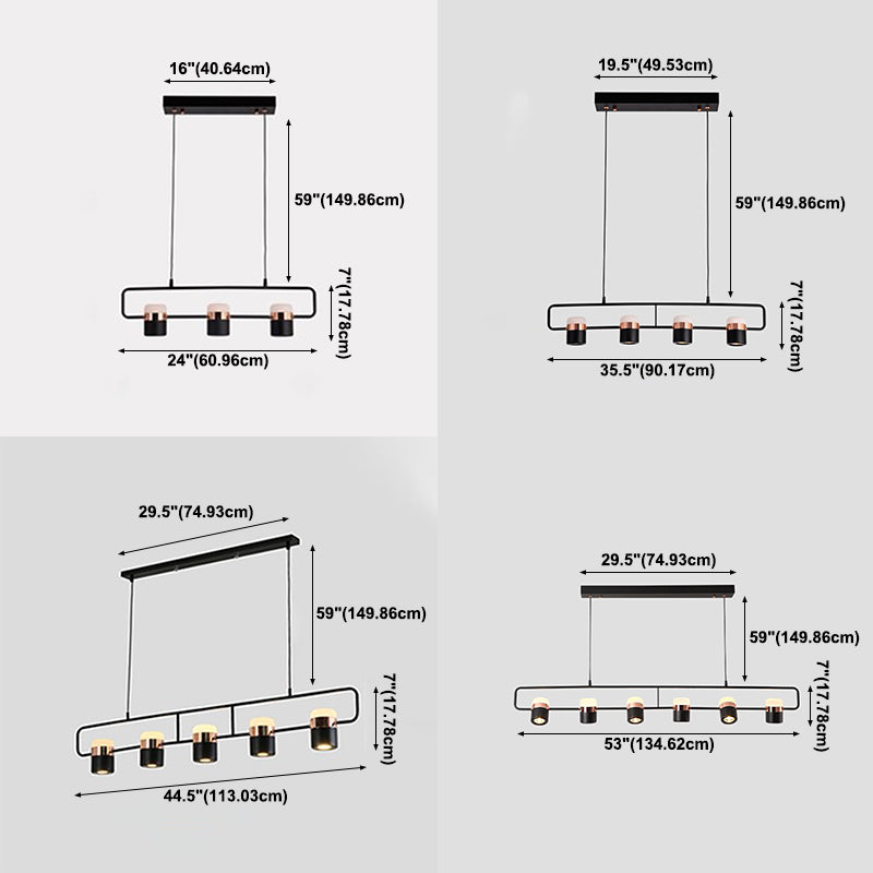 Contemporary Style Cylinder Island Lights Metal Island Pendant Lights