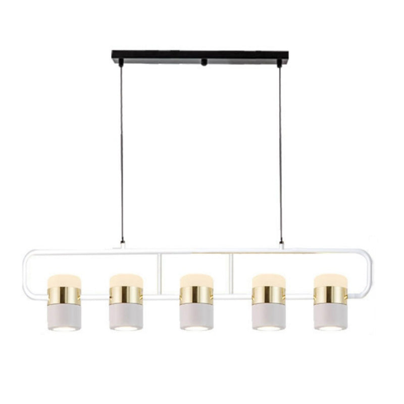 Modern Metal Track Lamps Multi-Head Restaurant Island Light Fixtures with Cylinder Shade