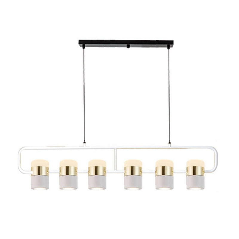 Modern Metal Track Lamps Multi-Head Restaurant Island Light Fixtures with Cylinder Shade