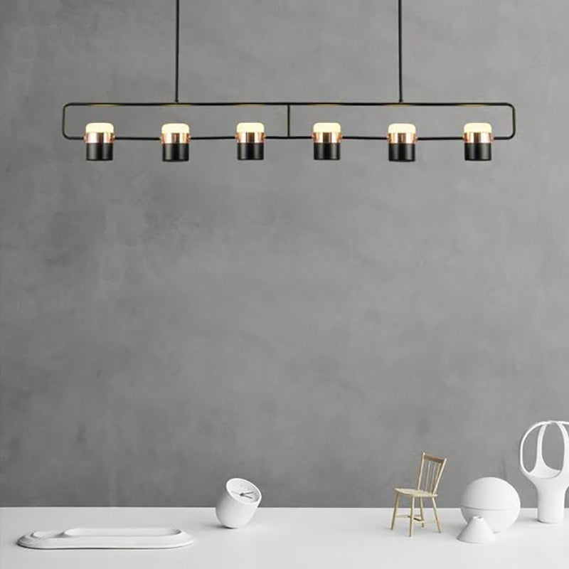 Modern Metal Track Lamps Multi-Head Restaurant Island Light Fixtures with Cylinder Shade