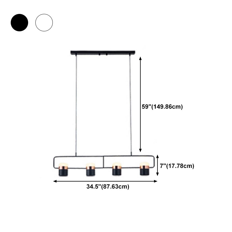 Modern Metal Track Lamps Multi-Head Restaurant Island Light Fixtures with Cylinder Shade