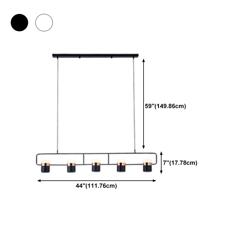 Modern Metal Track Lamps Multi-Head Restaurant Island Light Fixtures with Cylinder Shade