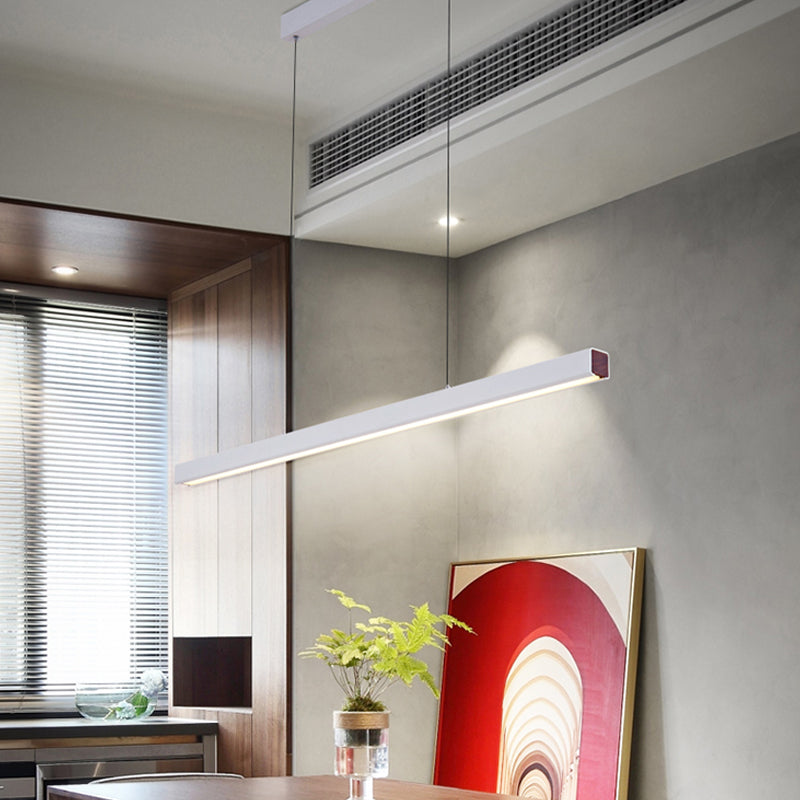 Modern Aluminum Island Light Linear 1-Light Restaurant Hanging Lamp with Acrylic Shade