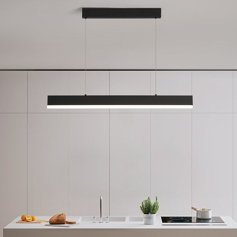 Black Island Light Modern 1-Light Rectangle Restaurant Hanging Lamp with Acrylic Shade