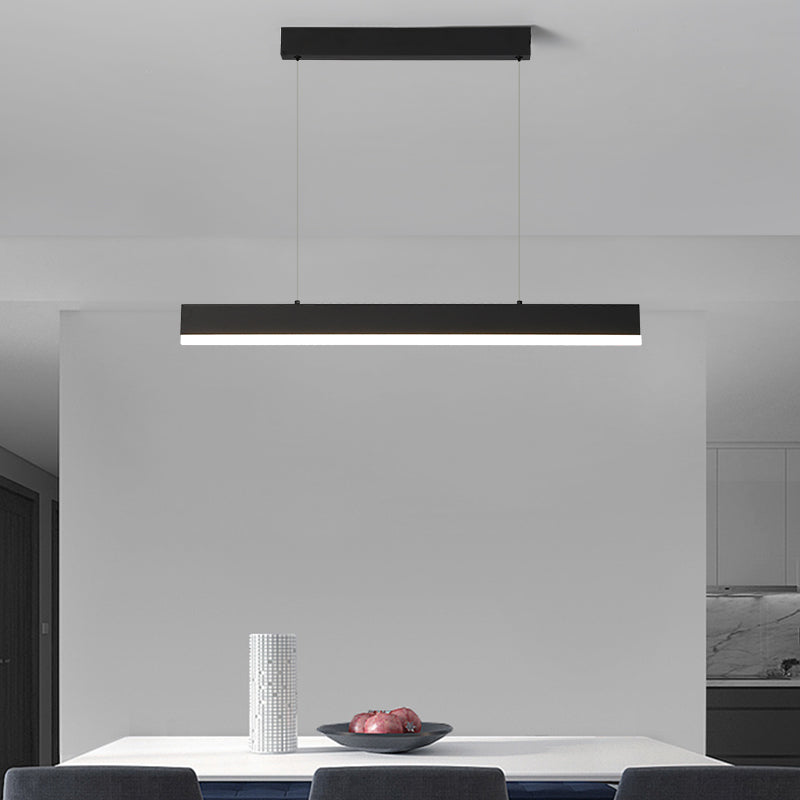 Black Island Light Modern 1-Light Rectangle Restaurant Hanging Lamp with Acrylic Shade