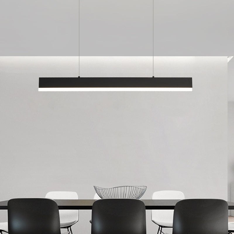 Black Island Light Modern 1-Light Rectangle Restaurant Hanging Lamp with Acrylic Shade