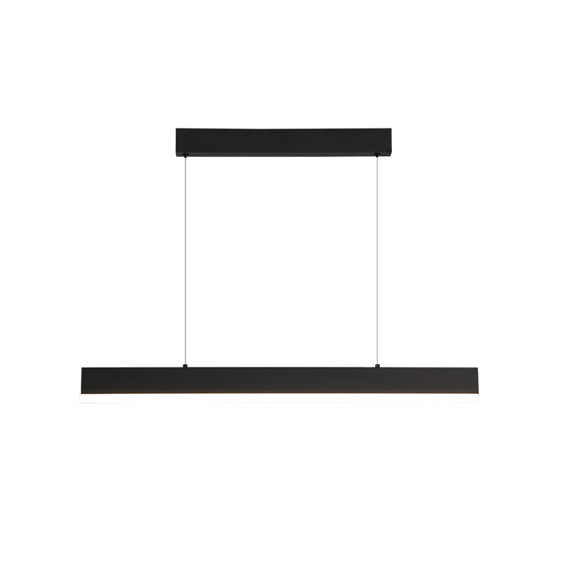 Black Island Light Modern 1-Light Rectangle Restaurant Hanging Lamp with Acrylic Shade
