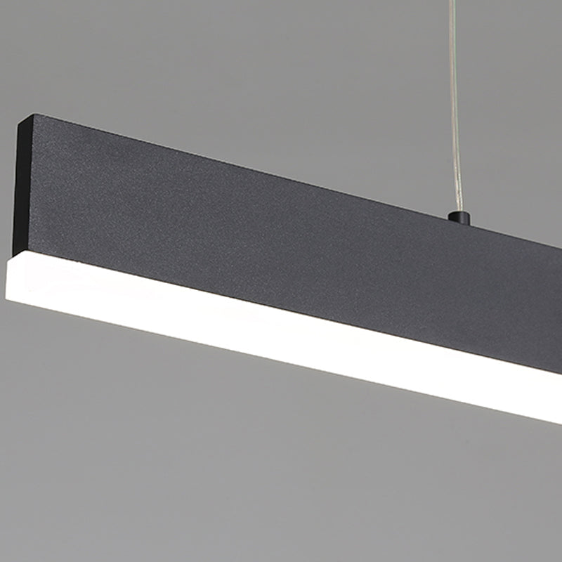 Black Island Light Modern 1-Light Rectangle Restaurant Hanging Lamp with Acrylic Shade