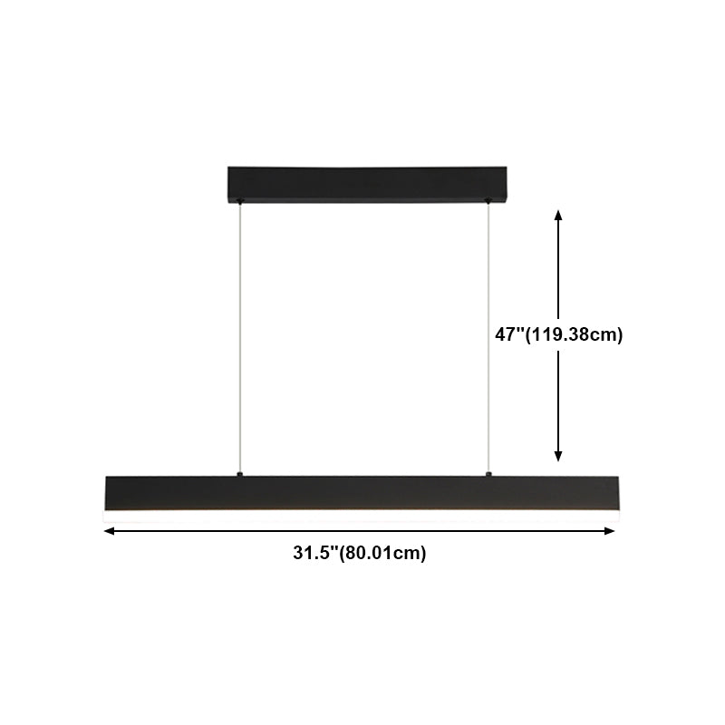 Black Island Light Modern 1-Light Rectangle Restaurant Hanging Lamp with Acrylic Shade