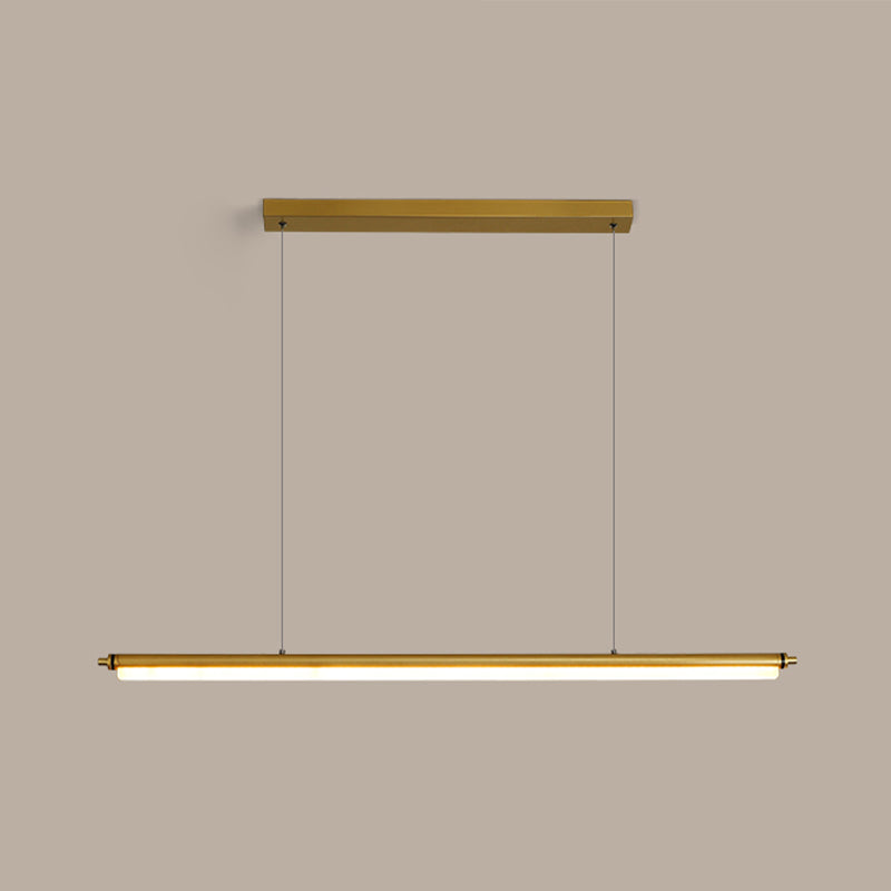 Modern Metal Island Light Linear 1-Head Restaurant Hanging Lamp with Acrylic Shade